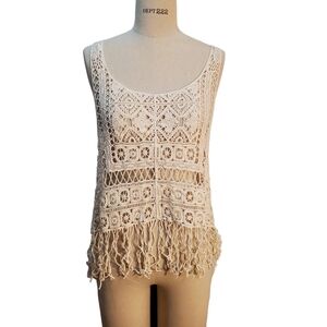 Rebellion Festival Crochet Fringe Sleeveless Crop Top‎ Size L
